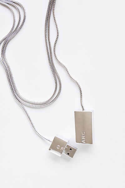 Silver USB Necklace
